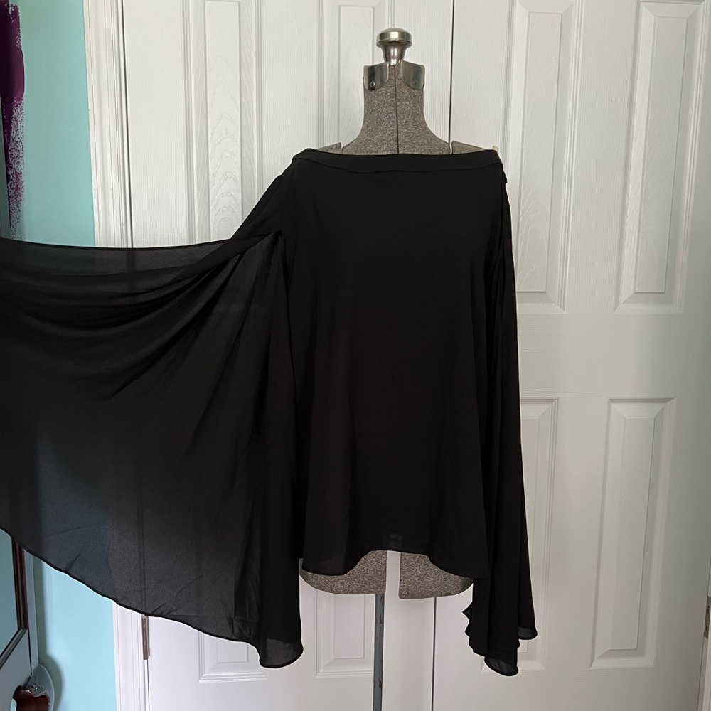 Rubber Ducky Productions black tunic top with sheer, split sleeves